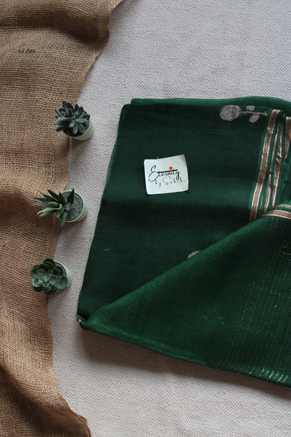 Green Floral Muslin Silk Saree