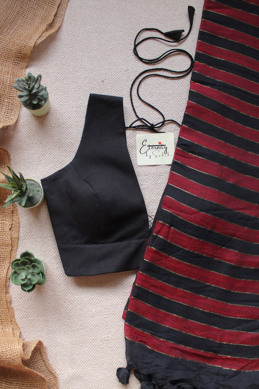 Red Silsila Saree +Black Evergreen Blouse Combo - Eternity by Sakshi
