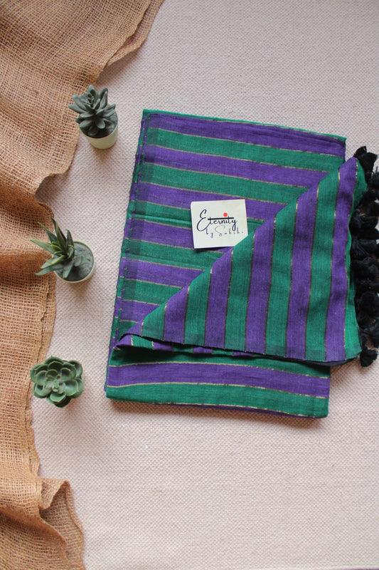 Green Silsila Saree +Purple Shadow Blouse Combo - Eternity by Sakshi