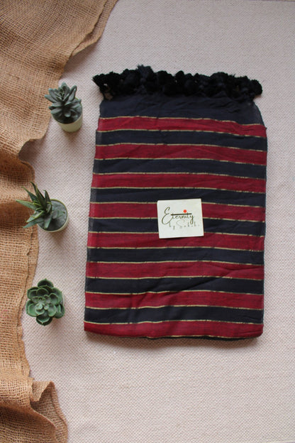 Red Silsila Saree +Black Evergreen Blouse Combo - Eternity by Sakshi