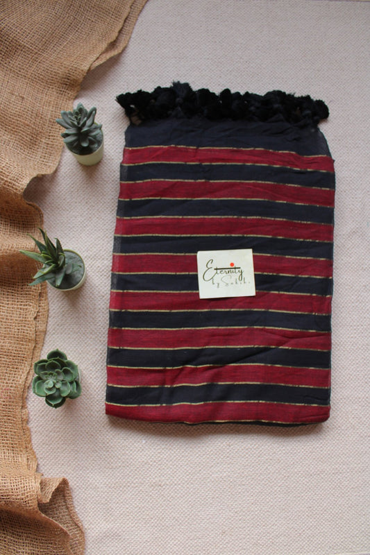 Red Silsila Saree +Black Evergreen Blouse Combo - Eternity by Sakshi