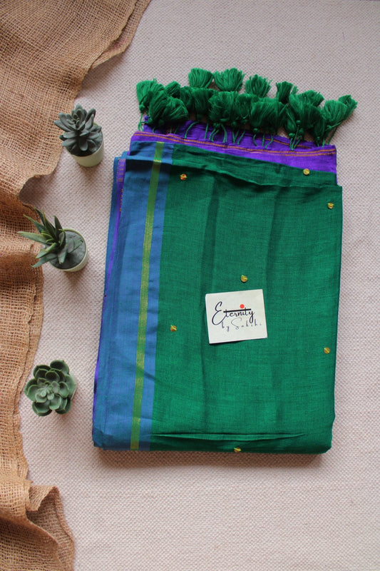 Green Varnika Saree +Blue Shadow Blouse Combo - Eternity by Sakshi