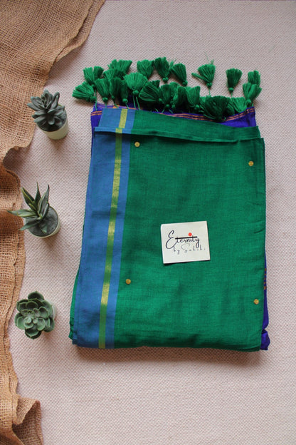 Green Varnika Saree +Purple Shadow Blouse Combo - Eternity by Sakshi