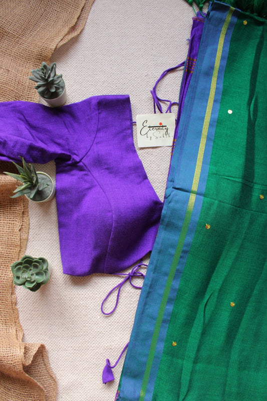 Green Varnika Saree +Purple Shadow Blouse Combo - Eternity by Sakshi