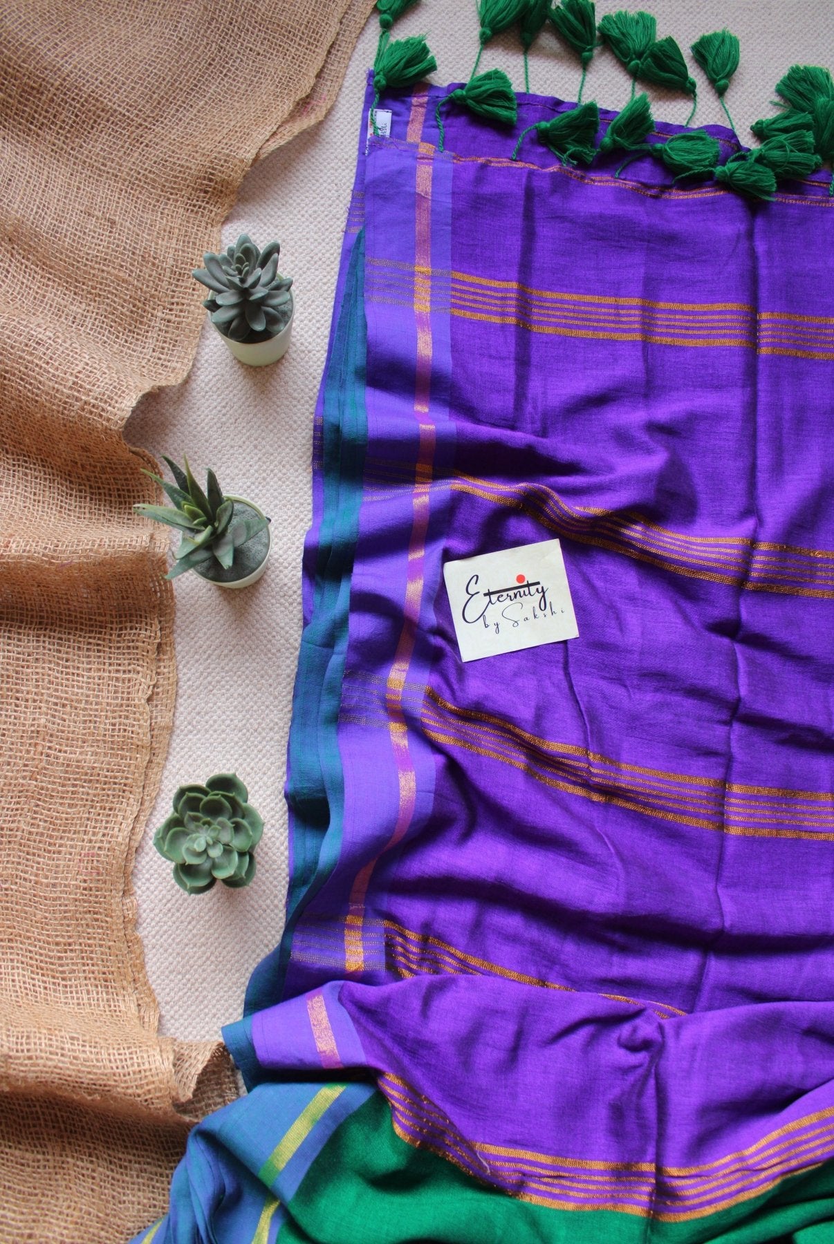 Green Varnika Saree +Blue Shadow Blouse Combo - Eternity by Sakshi