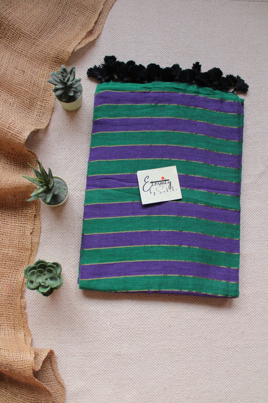 Green Silsila Saree +Purple Shadow Blouse Combo - Eternity by Sakshi