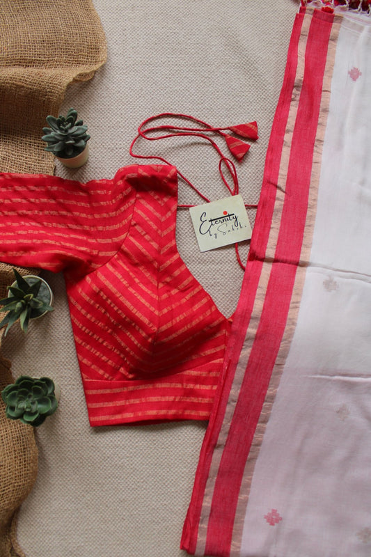 Subho Sindoor Ethnic Saree + Surkh Red Blouse Combo - Eternity by Sakshi