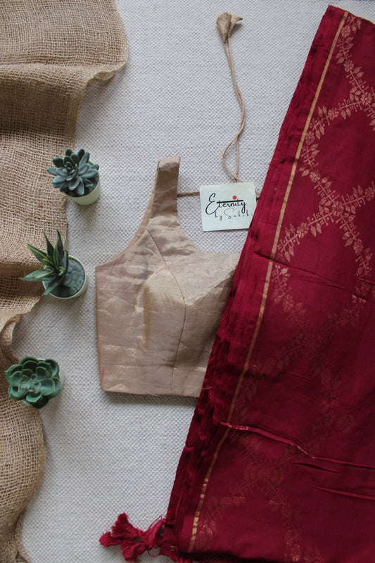 Maroon Parv Saree + Silver Noorie Blouse Combo - Eternity by Sakshi
