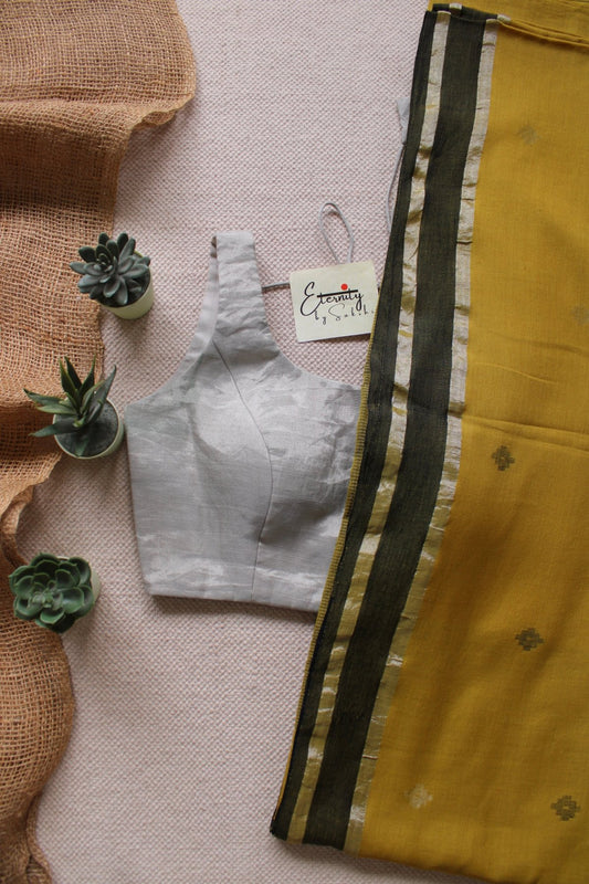Pista Ethnic Saree + Silver Noorie Blouse Combo - Eternity by Sakshi