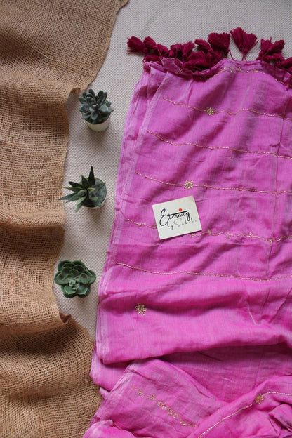 Bubblegum Noor Saree + Rosy Madhubala With Sleeves Blouse Combo - Eternity by Sakshi