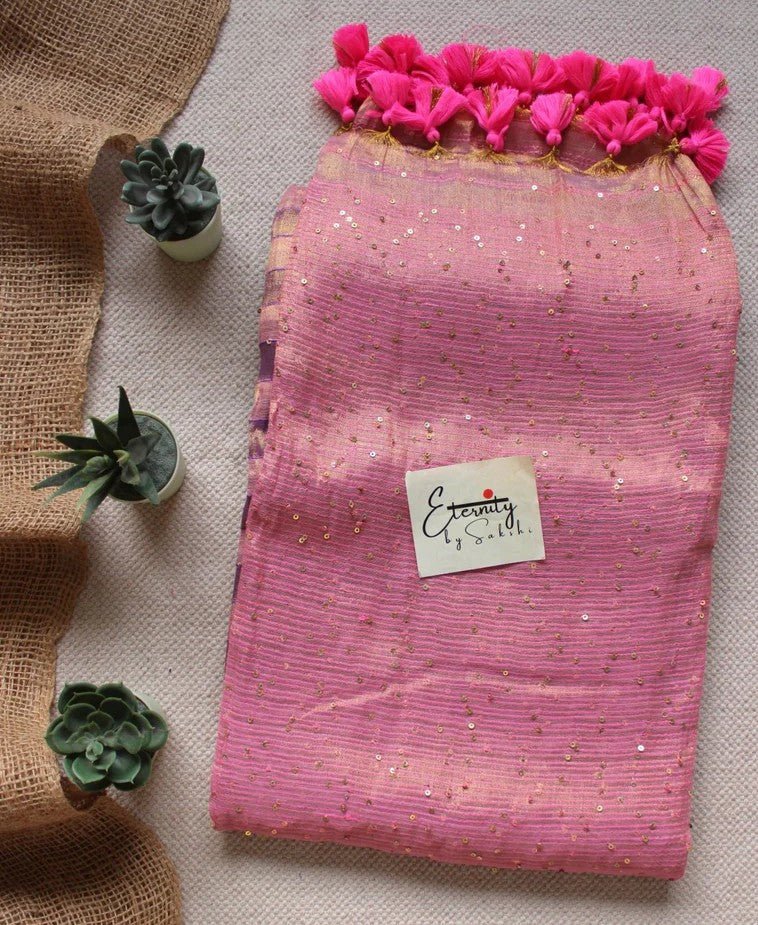 Pink Rekha Saree + Pearl Blouse Combo - Eternity by Sakshi