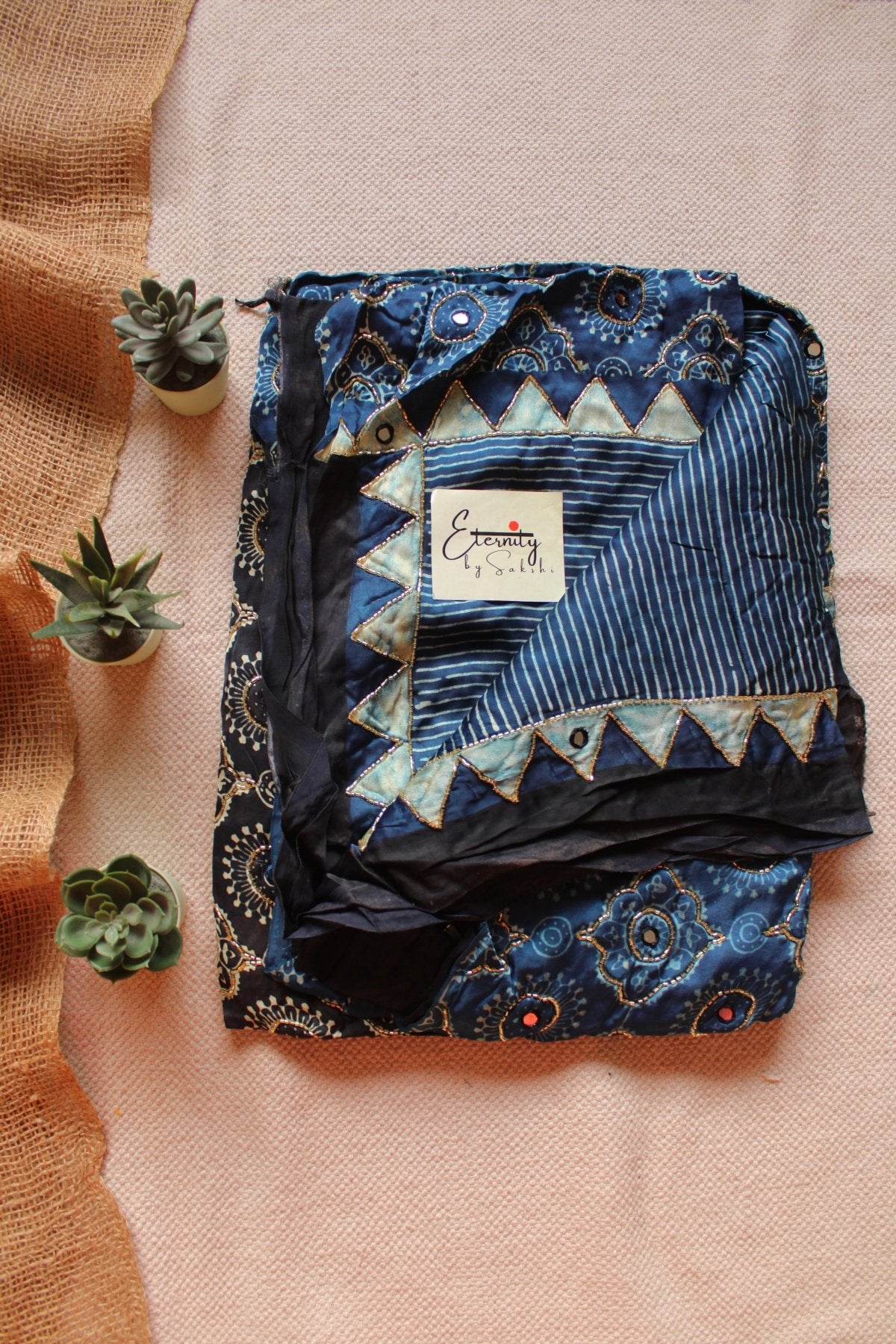 Royal Ajrakh Silk Saree - Eternity by Sakshi