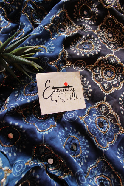 Royal Ajrakh Silk Saree - Eternity by Sakshi
