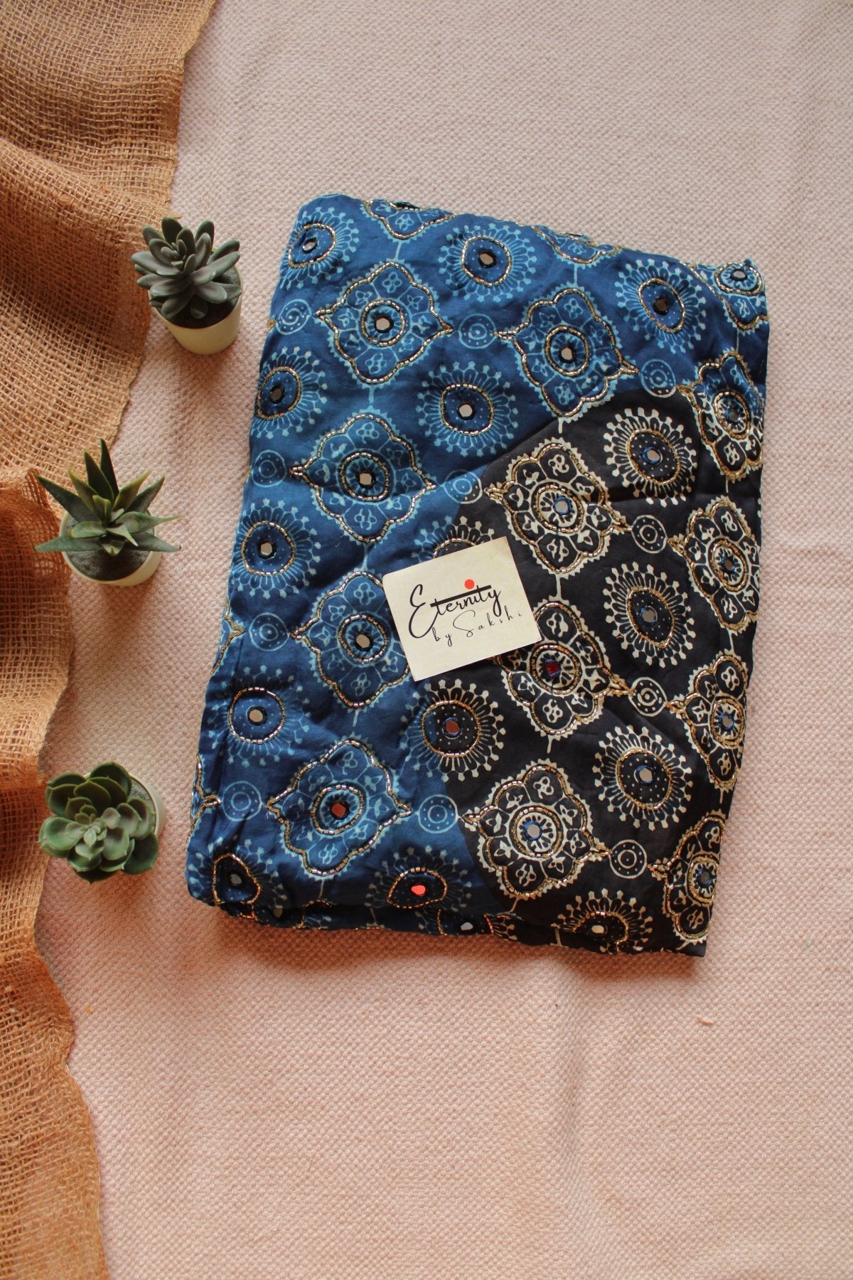 Royal Ajrakh Silk Saree - Eternity by Sakshi