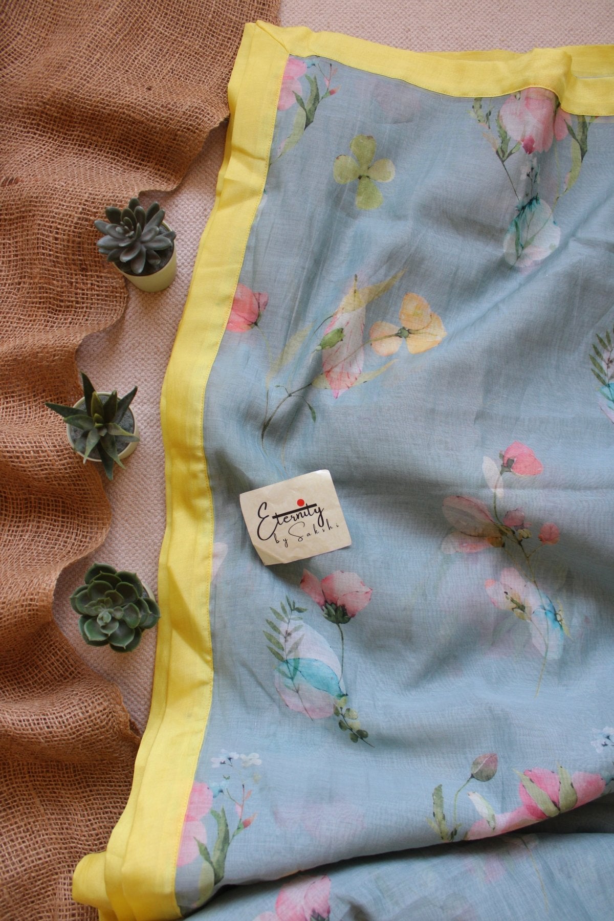Blue Digital Print Chanderi Cotton Saree - Eternity by Sakshi