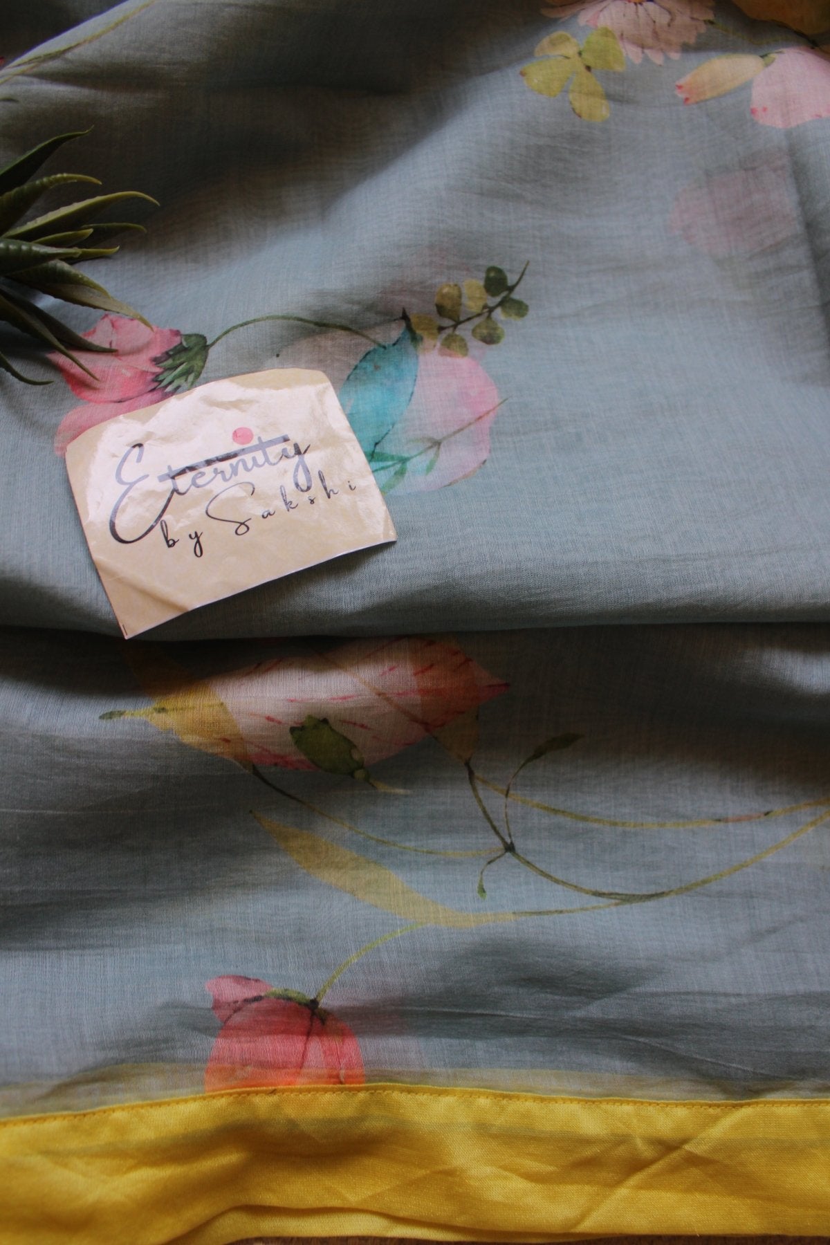 Blue Digital Print Chanderi Cotton Saree - Eternity by Sakshi