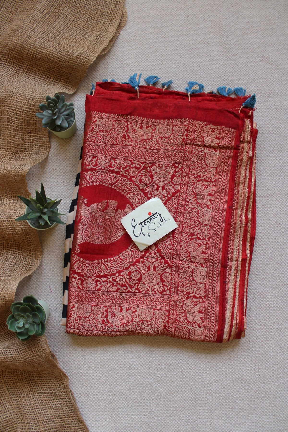 Ruby Essence Ajrakh Dola Silk Saree - Eternity by Sakshi