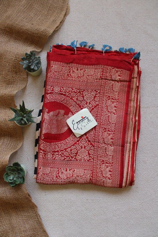 Ruby Essence Ajrakh Dola Silk Saree - Eternity by Sakshi