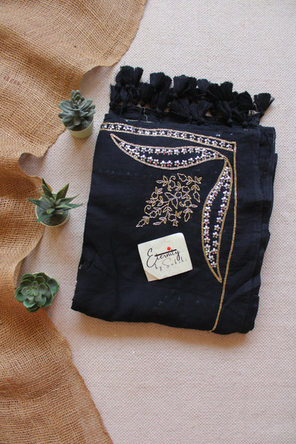Midnight Bloom Handwork Saree