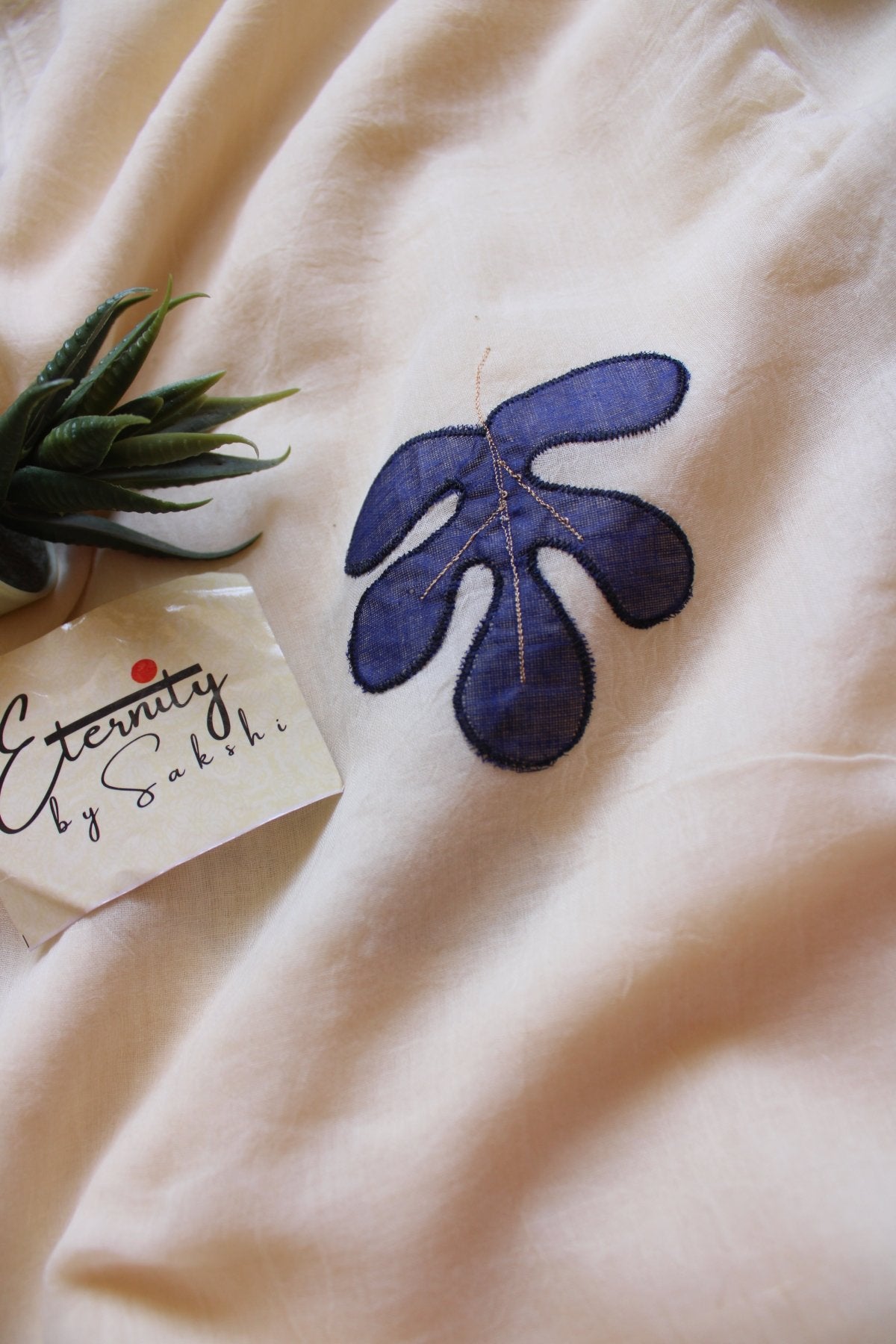 Ivory Indigo Bloom Saree - Eternity by Sakshi