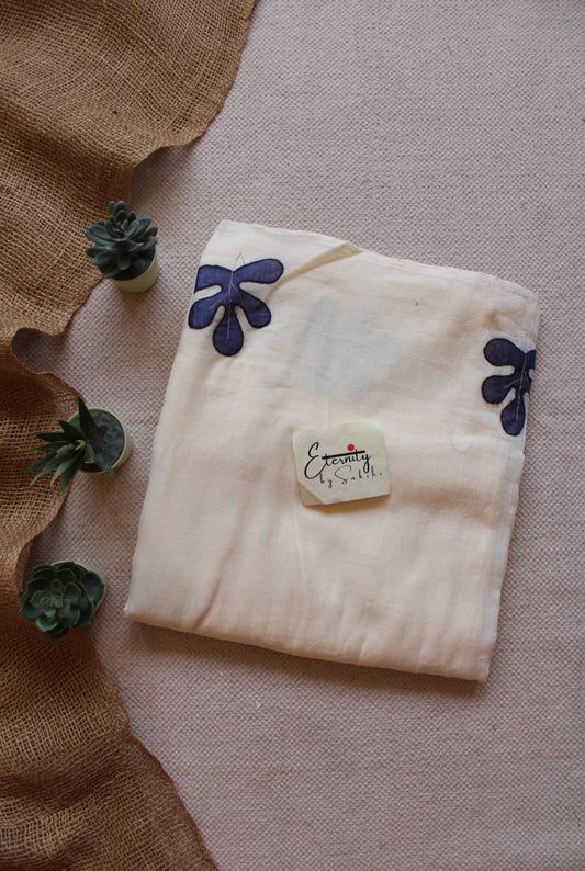 Ivory Indigo Bloom Saree - Eternity by Sakshi