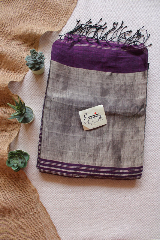 Rosy Metallic Stripes Linen Ira Saree - Eternity by Sakshi