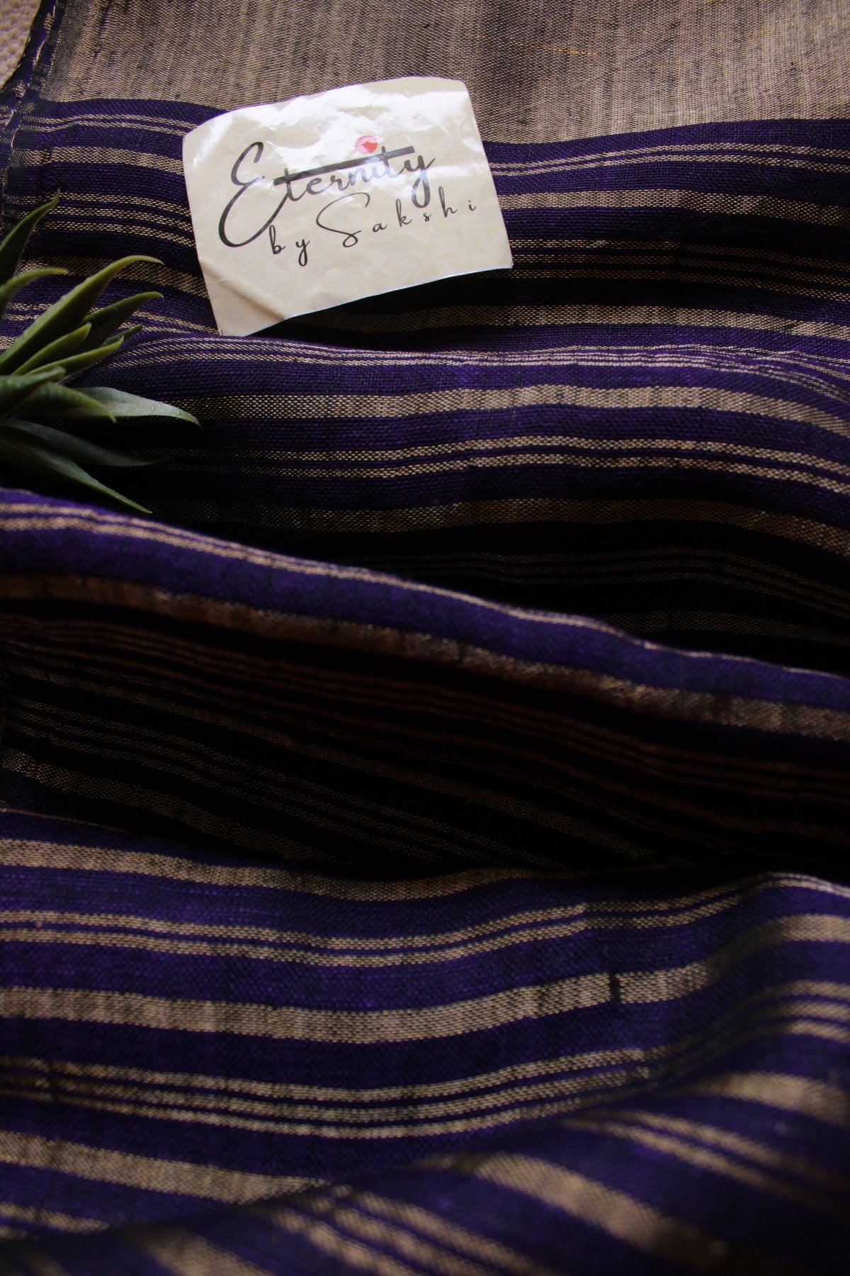 Blue Metallic Stripes Linen Ira Saree - Eternity by Sakshi