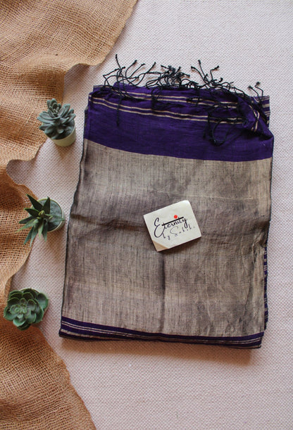 Blue Metallic Stripes Linen Ira Saree - Eternity by Sakshi