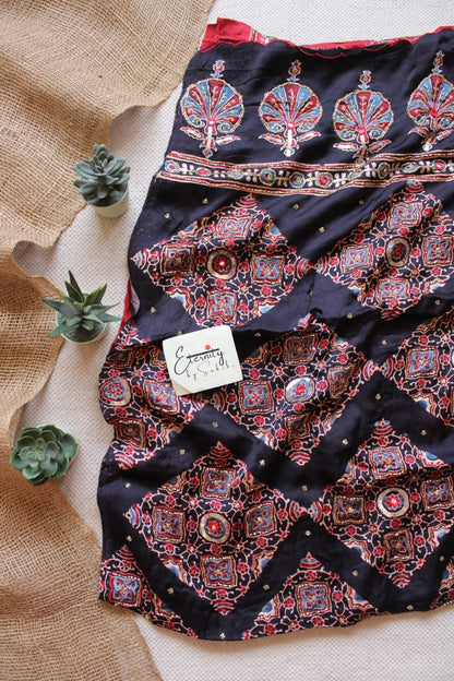 Veya Laal Ajrakh Modal Silk Handwork Saree - Eternity by Sakshi
