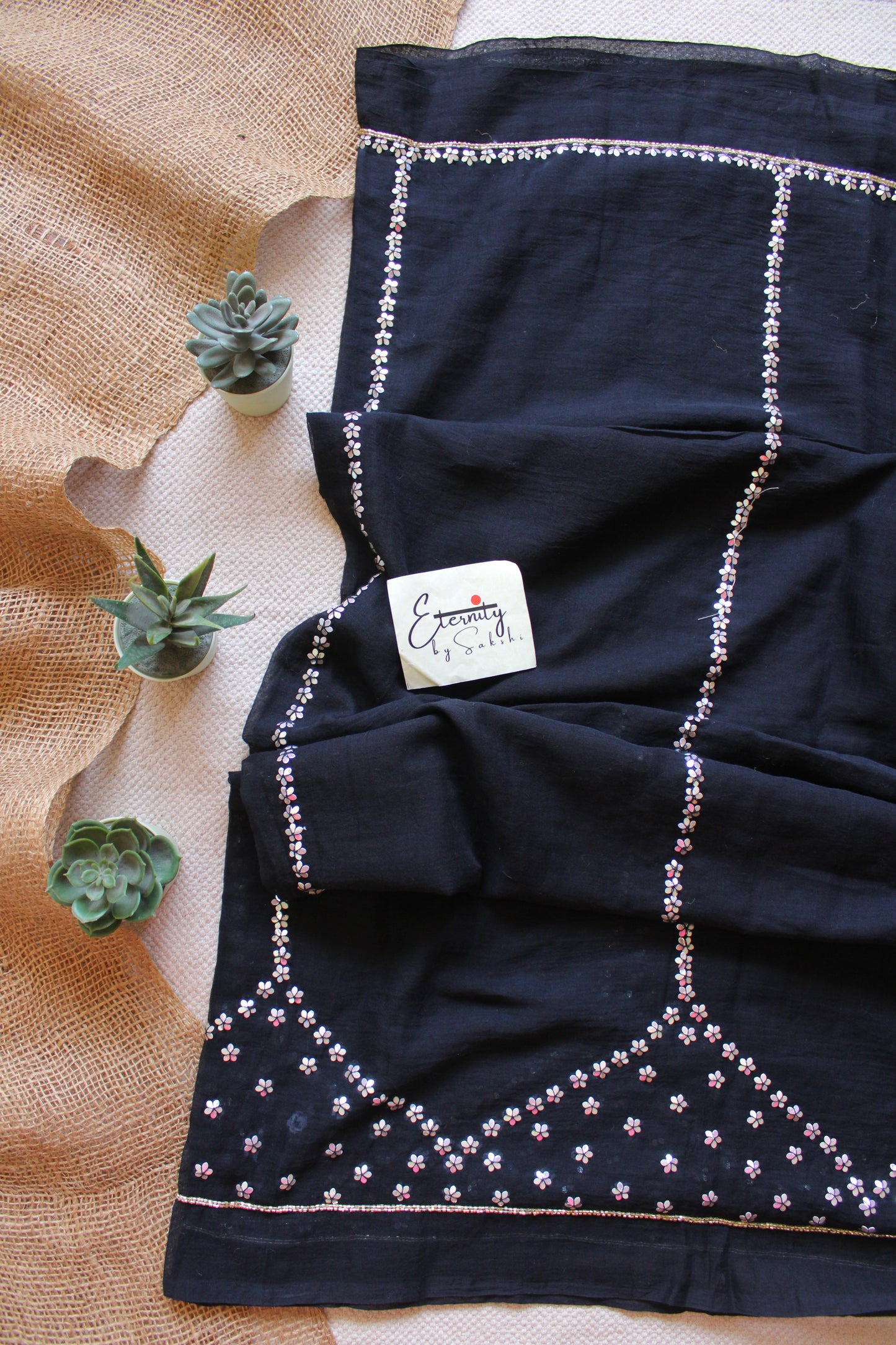 Midnight Bloom Handwork Saree