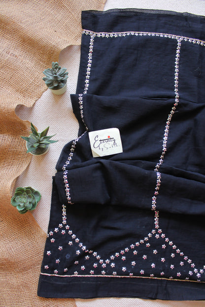 Midnight Bloom Handwork Saree
