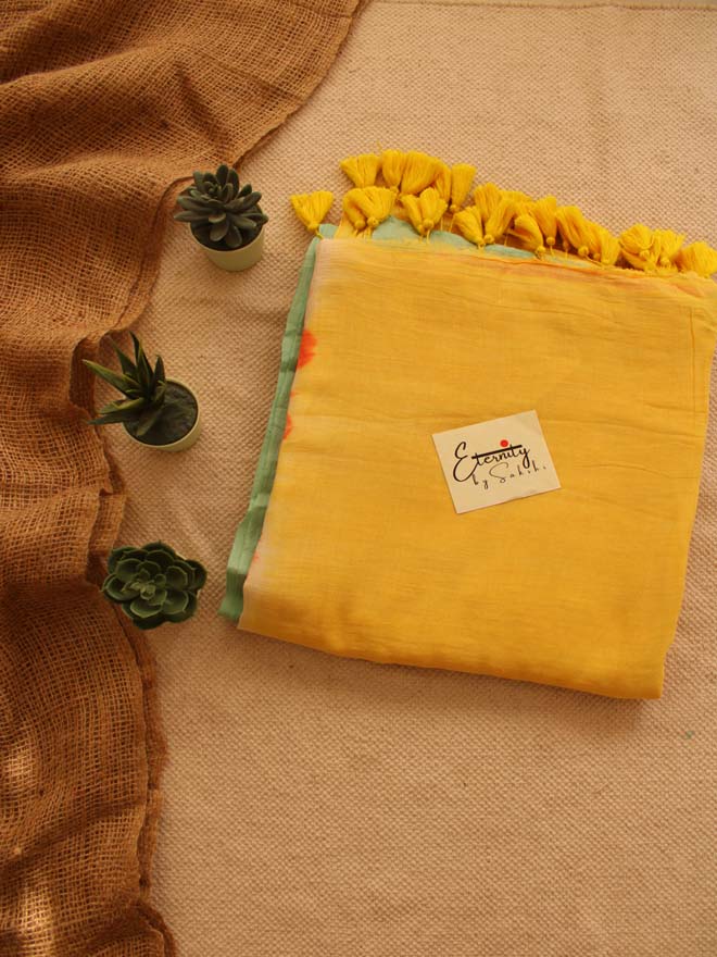 YELLOW TIE AND DYE SAREE