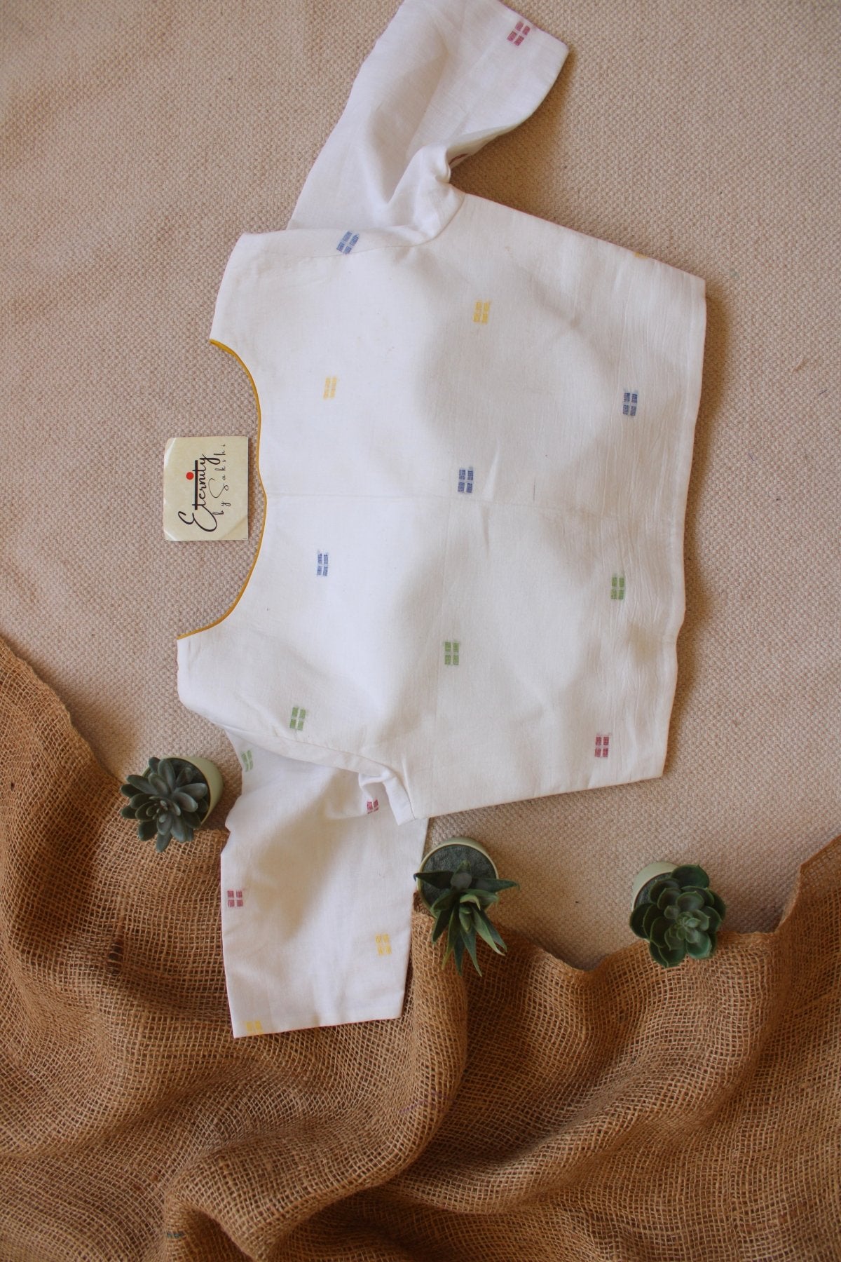 Pastel Dot Boat Neck Blouse - Eternity by Sakshi