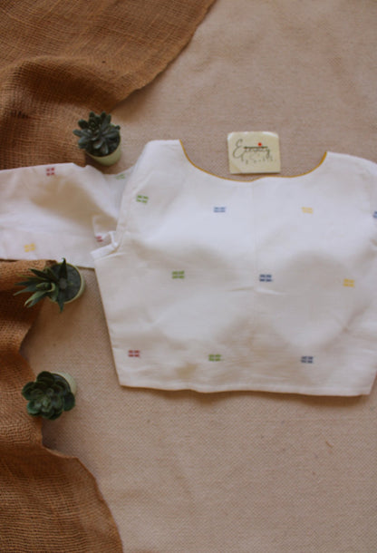 Pastel Dot Boat Neck Blouse - Eternity by Sakshi