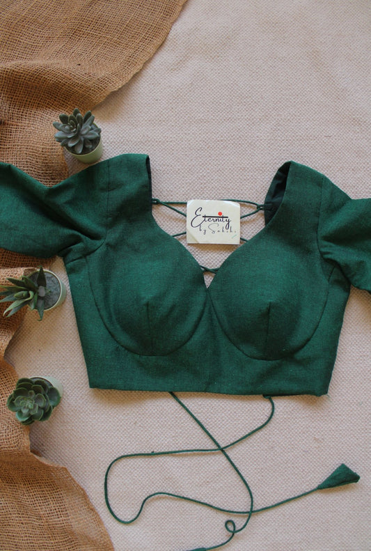 Green Madhubala Backless Blouse - Eternity by Sakshi