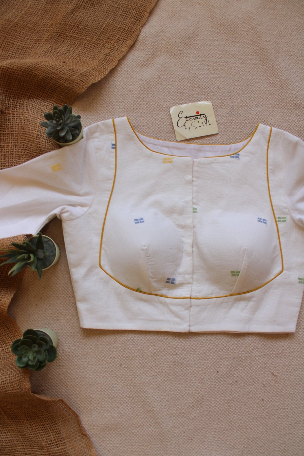 Pastel Dot Boat Neck Blouse - Eternity by Sakshi