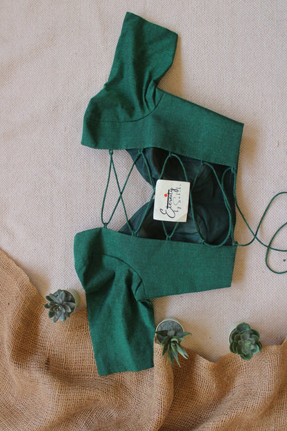 Green Madhubala Backless Blouse - Eternity by Sakshi