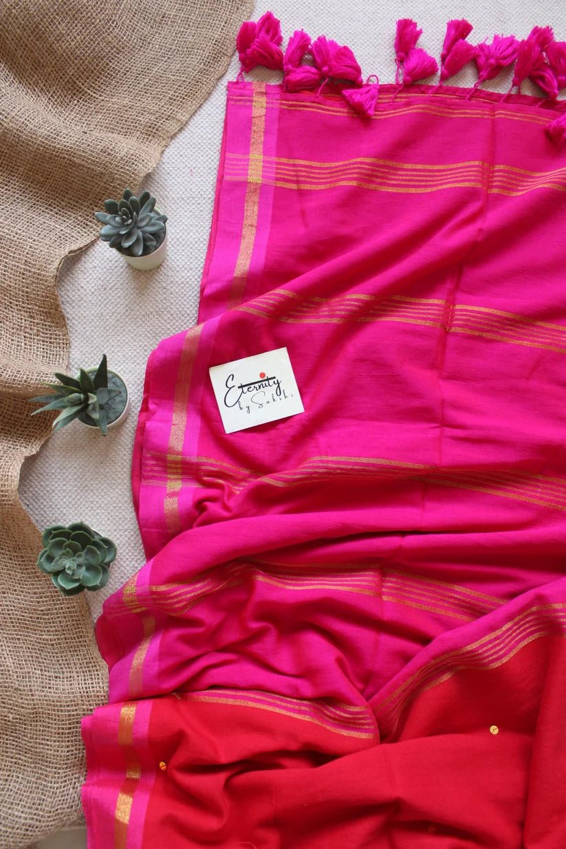 Red Varnika Saree + Pink Sitara Noorie Blouse Combo - Eternity by Sakshi