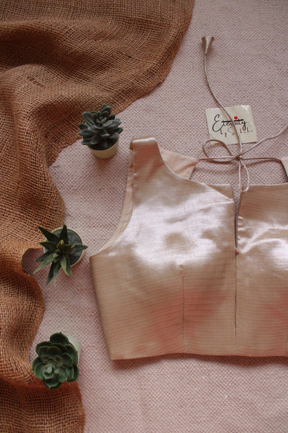 Beige Metallic Single Zip Mood Blouse - Eternity by Sakshi