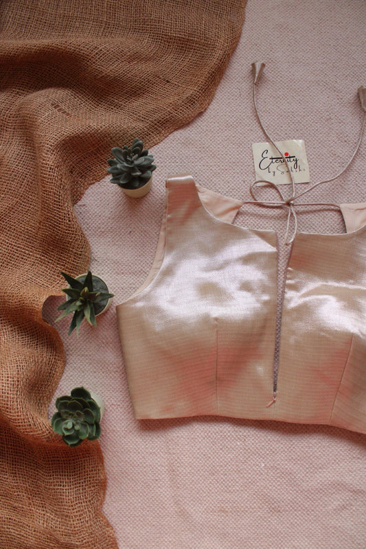 Beige Metallic Single Zip Mood Blouse - Eternity by Sakshi