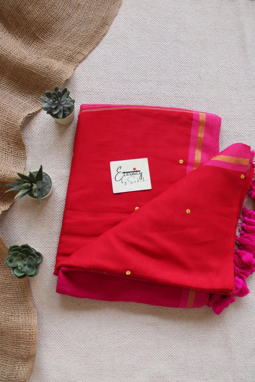 Red Varnika Saree + Pink Sitara Noorie Blouse Combo - Eternity by Sakshi