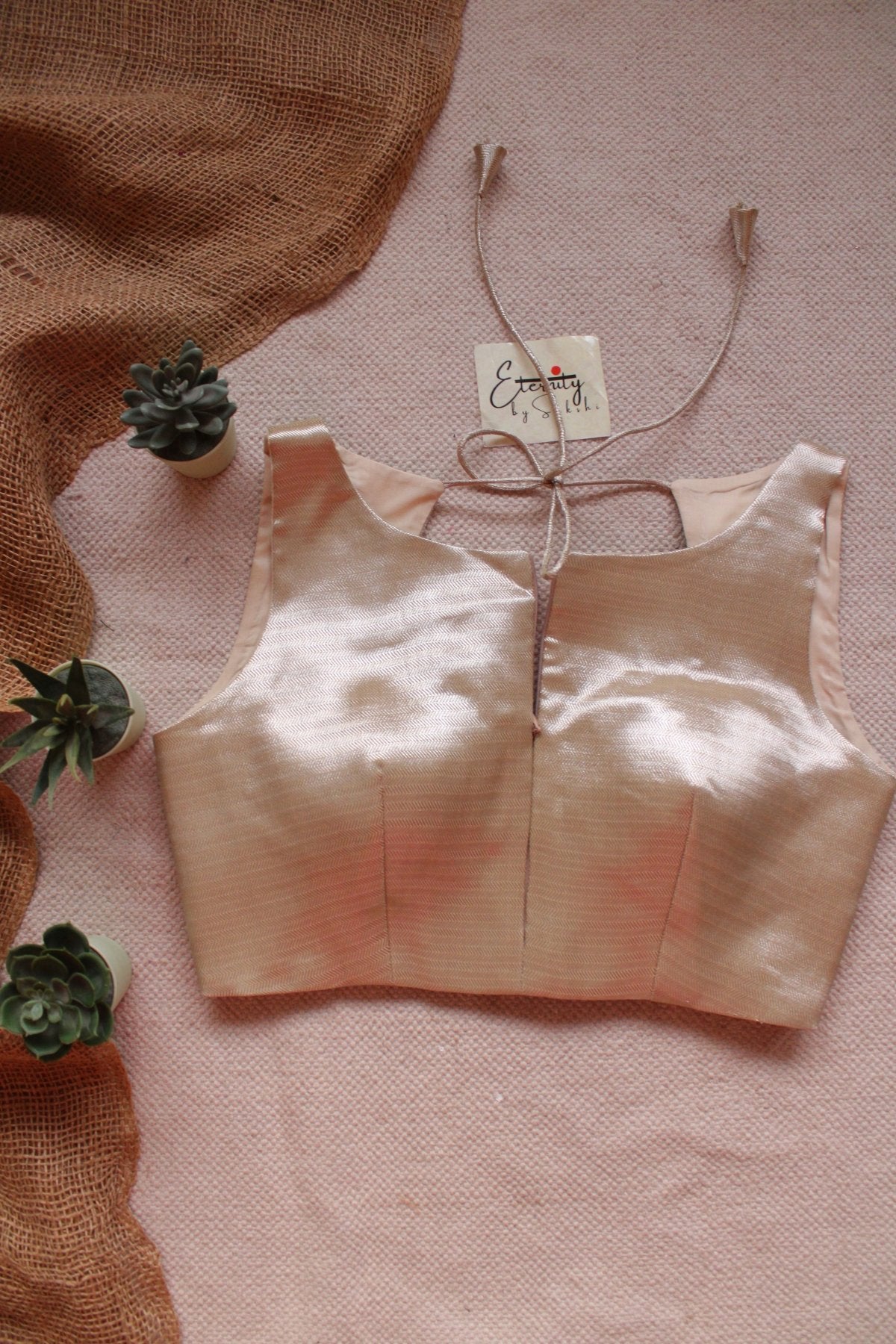 Beige Metallic Single Zip Mood Blouse - Eternity by Sakshi