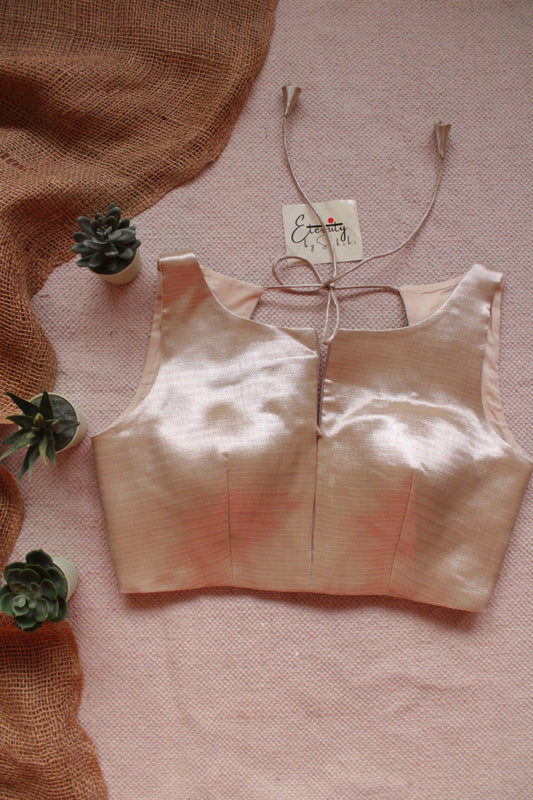 Beige Metallic Single Zip Mood Blouse - Eternity by Sakshi