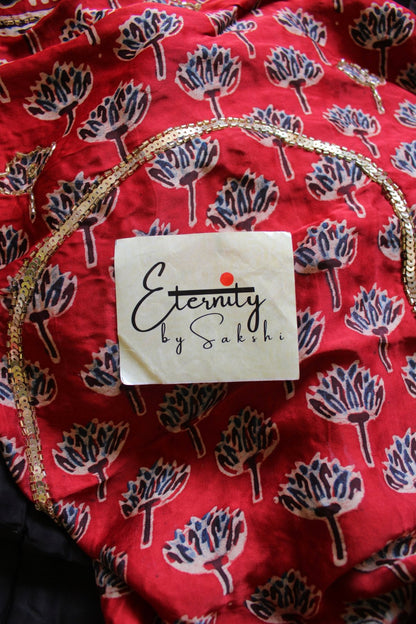 Laal Sitara Ajrakh Modal Silk Saree with Artisan Handwork - Eternity by Sakshi