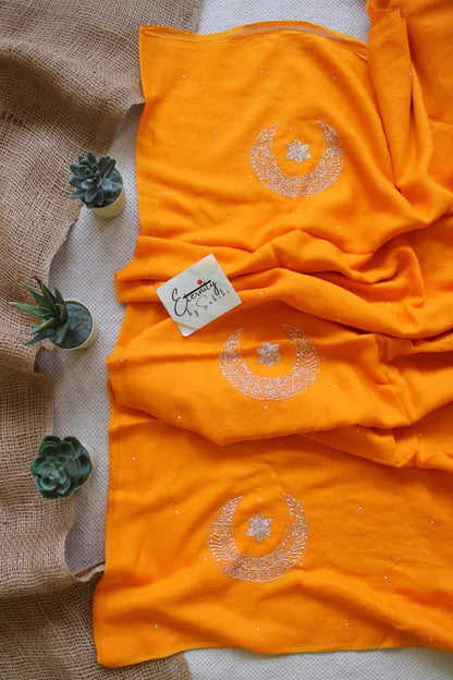 Mustard Yellow Chand Tara Handwork Saree + Mustard Yellow Chakori Noorie Blouse Combo
