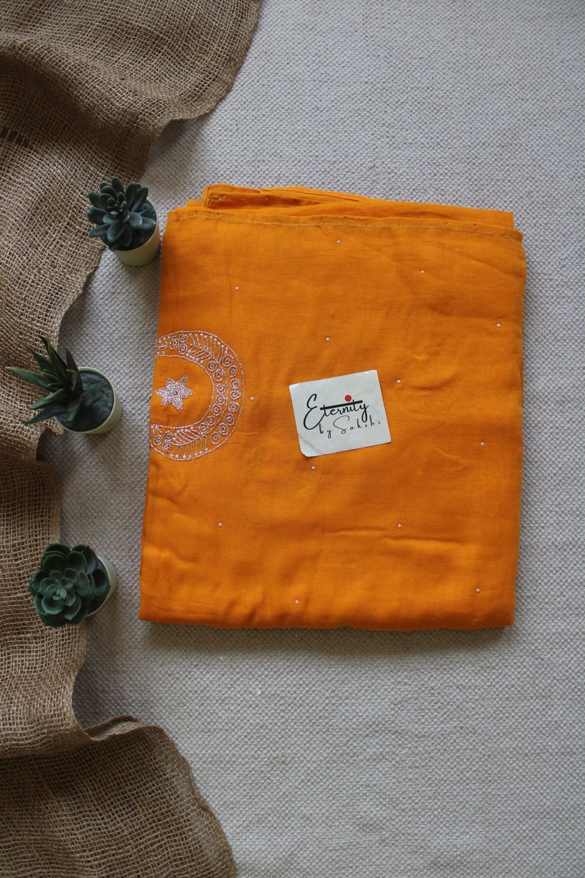 Mustard Yellow Chand Tara Handwork Saree - Eternity by Sakshi