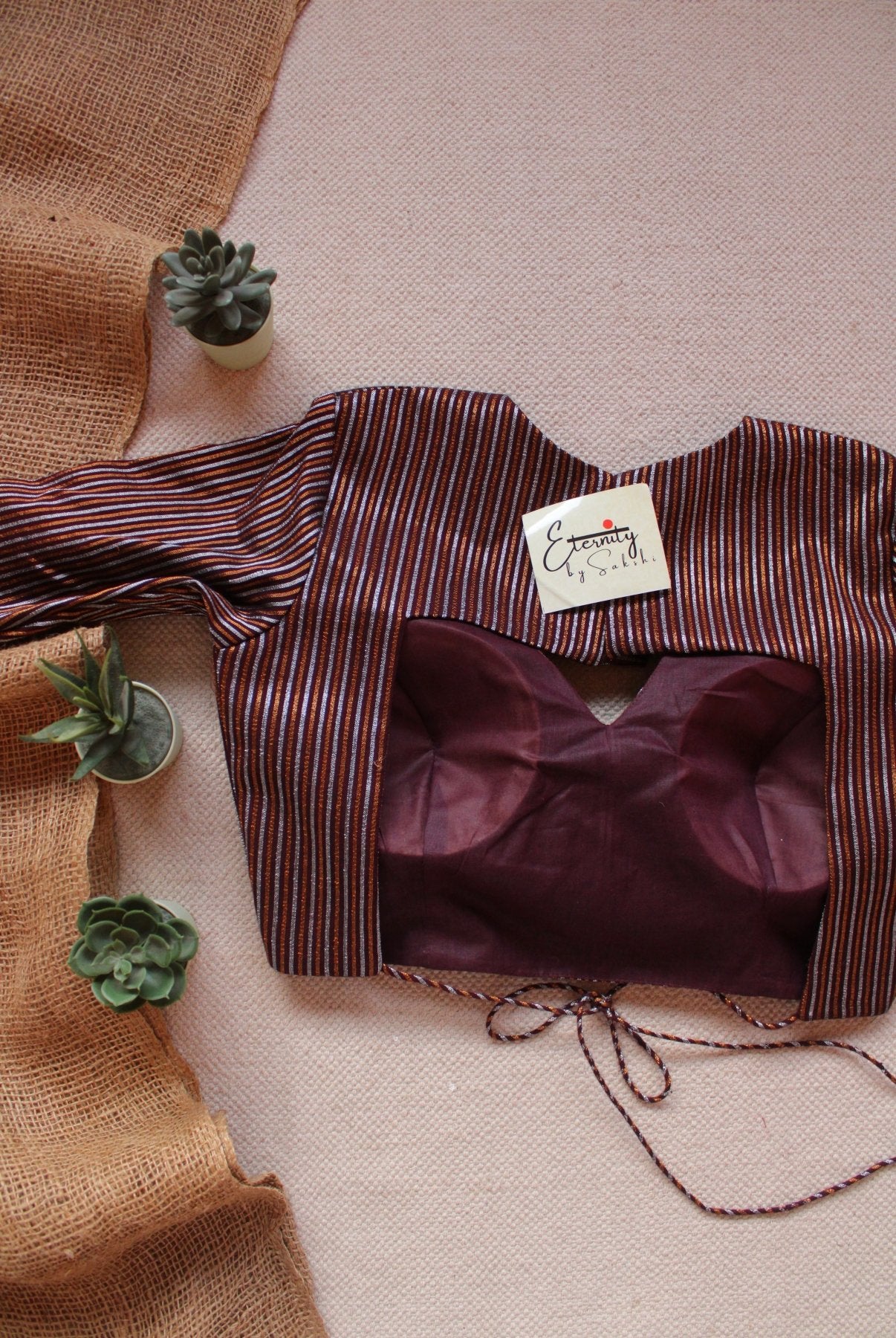 Brown Rimjhim Blouse - Eternity by Sakshi