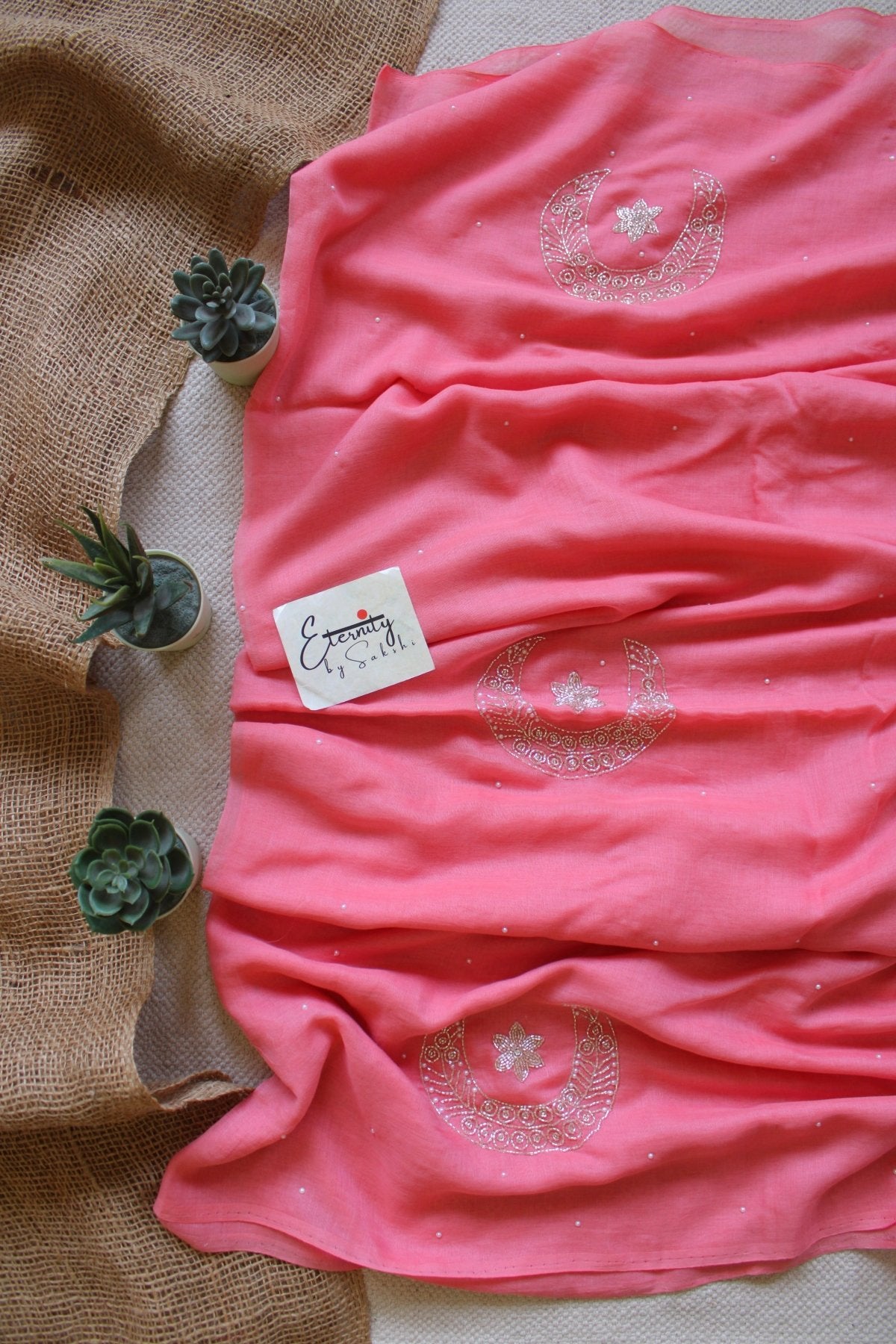Pink Chand Tara Handwork Saree - Eternity by Sakshi