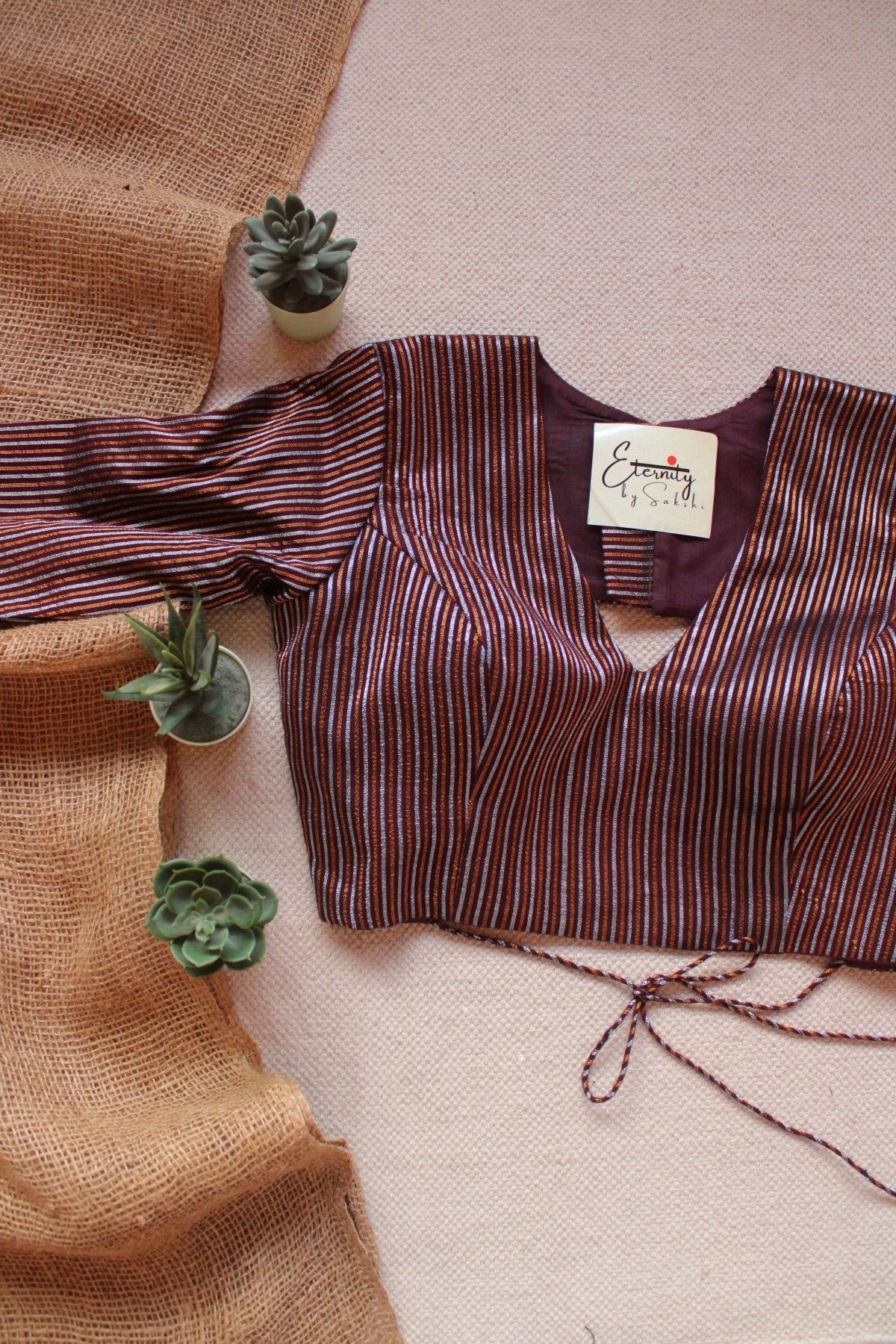 Brown Rimjhim Blouse - Eternity by Sakshi