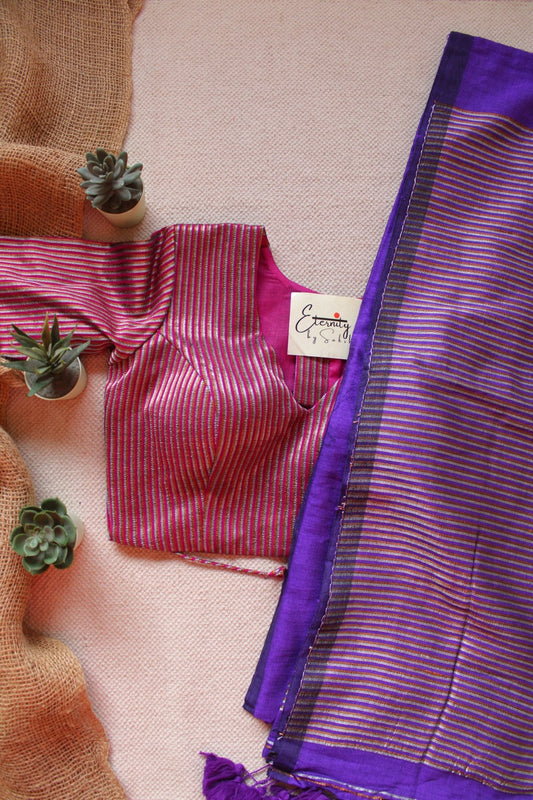 Purple Ramya Saree+Pink Rimjhim Blouse - Eternity by Sakshi